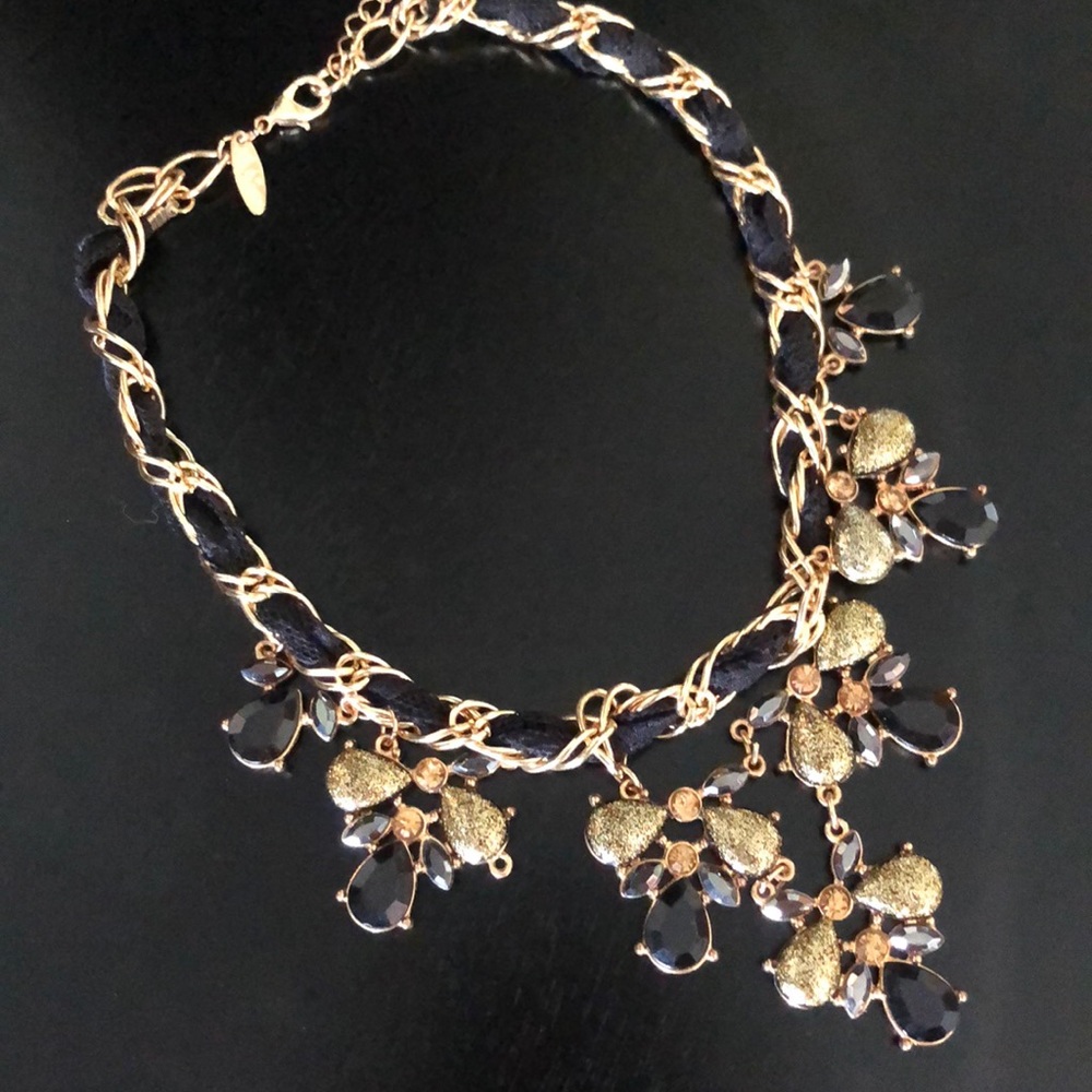 Gold and black statement necklace
